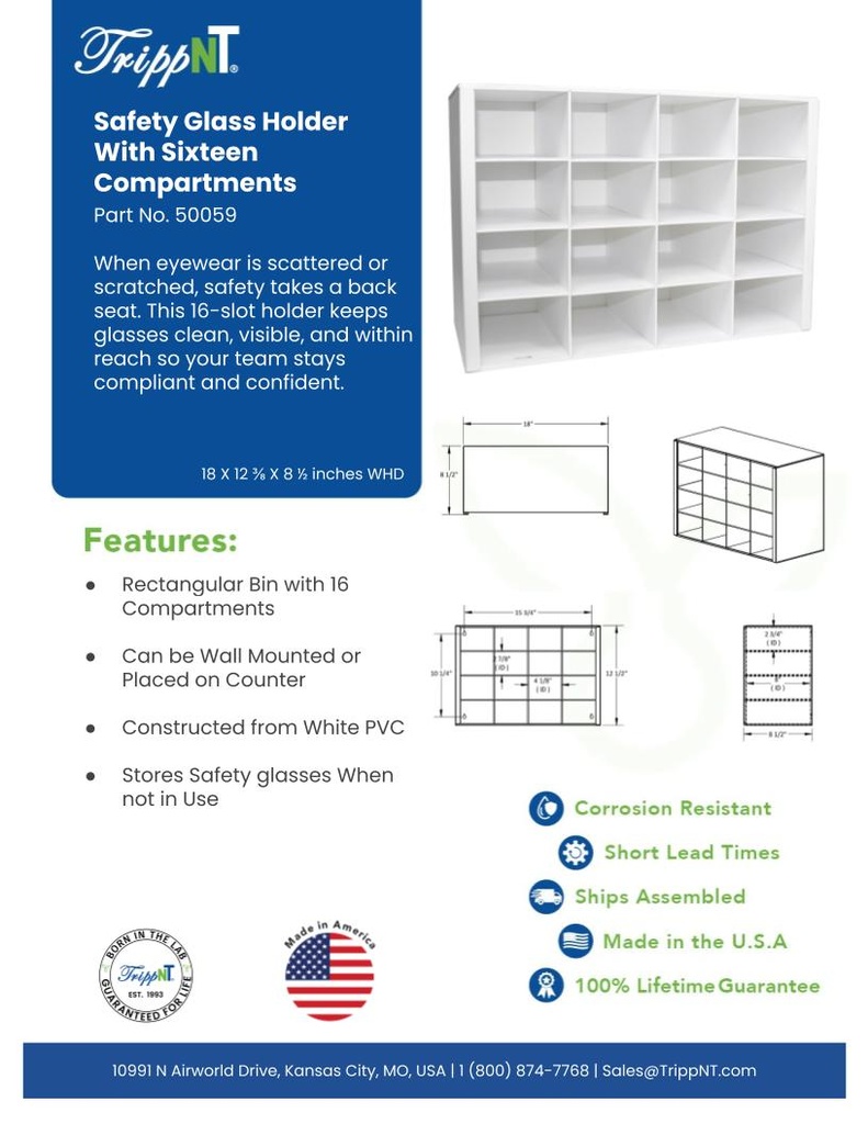 Safety Glass Holder with 16 Compartments