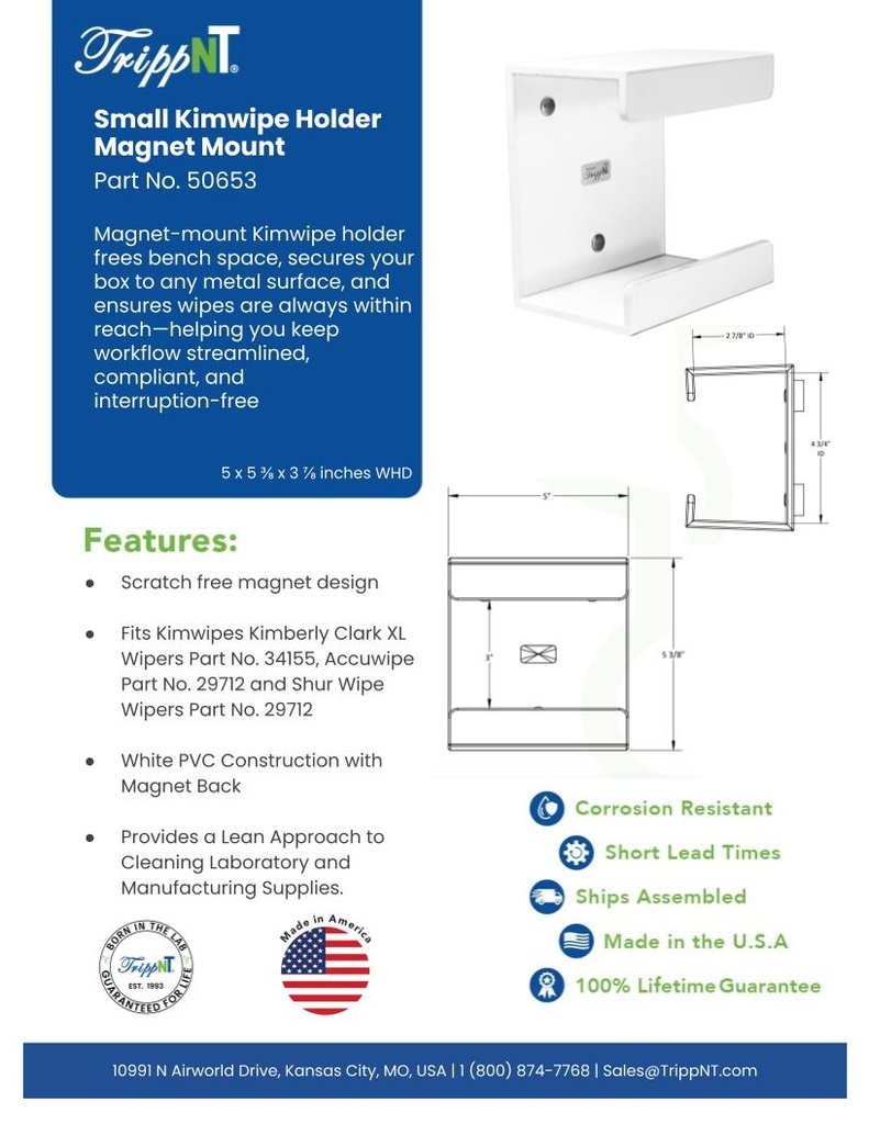 Small Kimwipe Holder with Magnet Mount