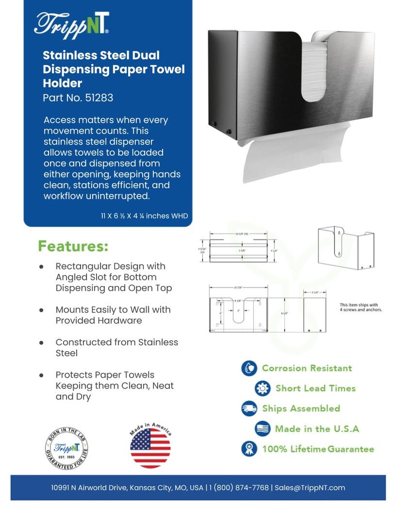 Stainless Steel Dual Dispensing Paper Towel Holder