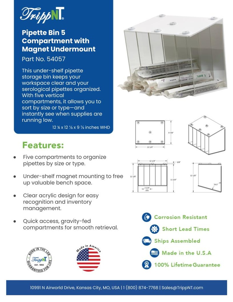 Pipette Storage Bin - Magnet Undermount