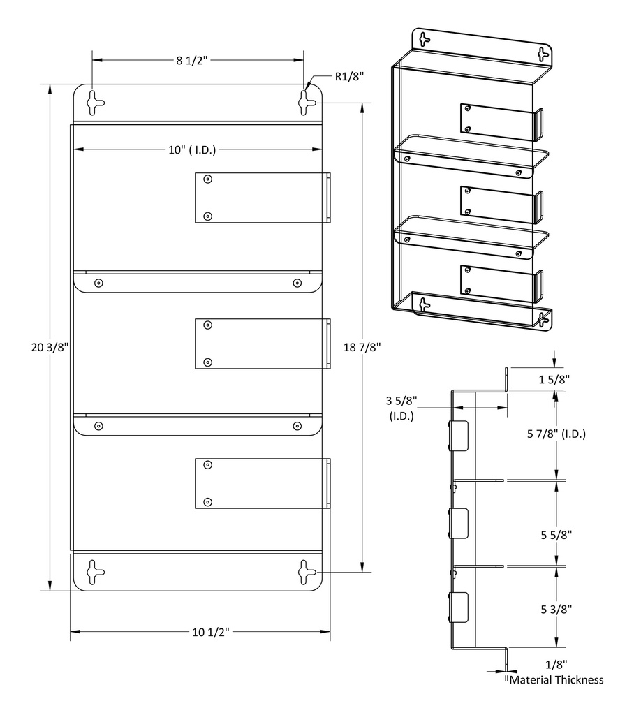 Triple Glove Box Door Mounted