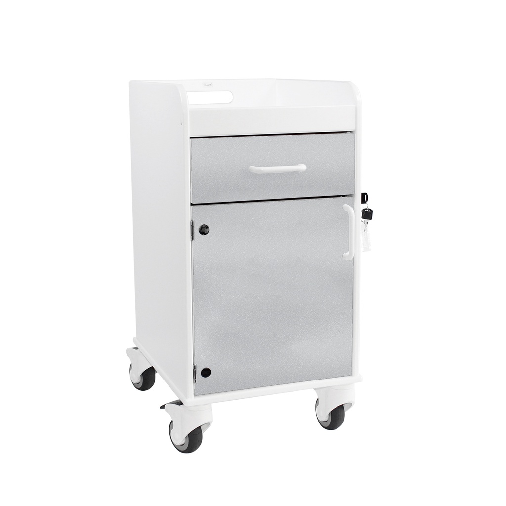 Bedside Cart, Silver Metallic