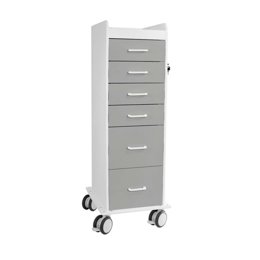 Tall Locking Cart 6D with White Drawers | TrippNT