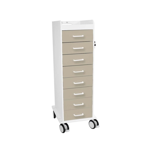 Tall Locking Cart 8D with Silver Metallic Drawers | TrippNT