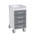 Compact 4 Drawer Locking Cart, Silver Metallic