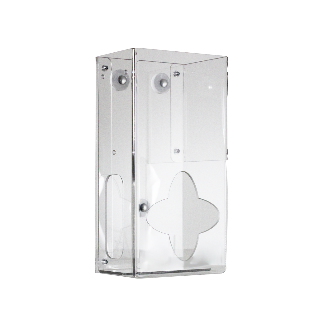 Vertical Two-Bin Small Clear Kimwipe Dispenser, Magnet Mount