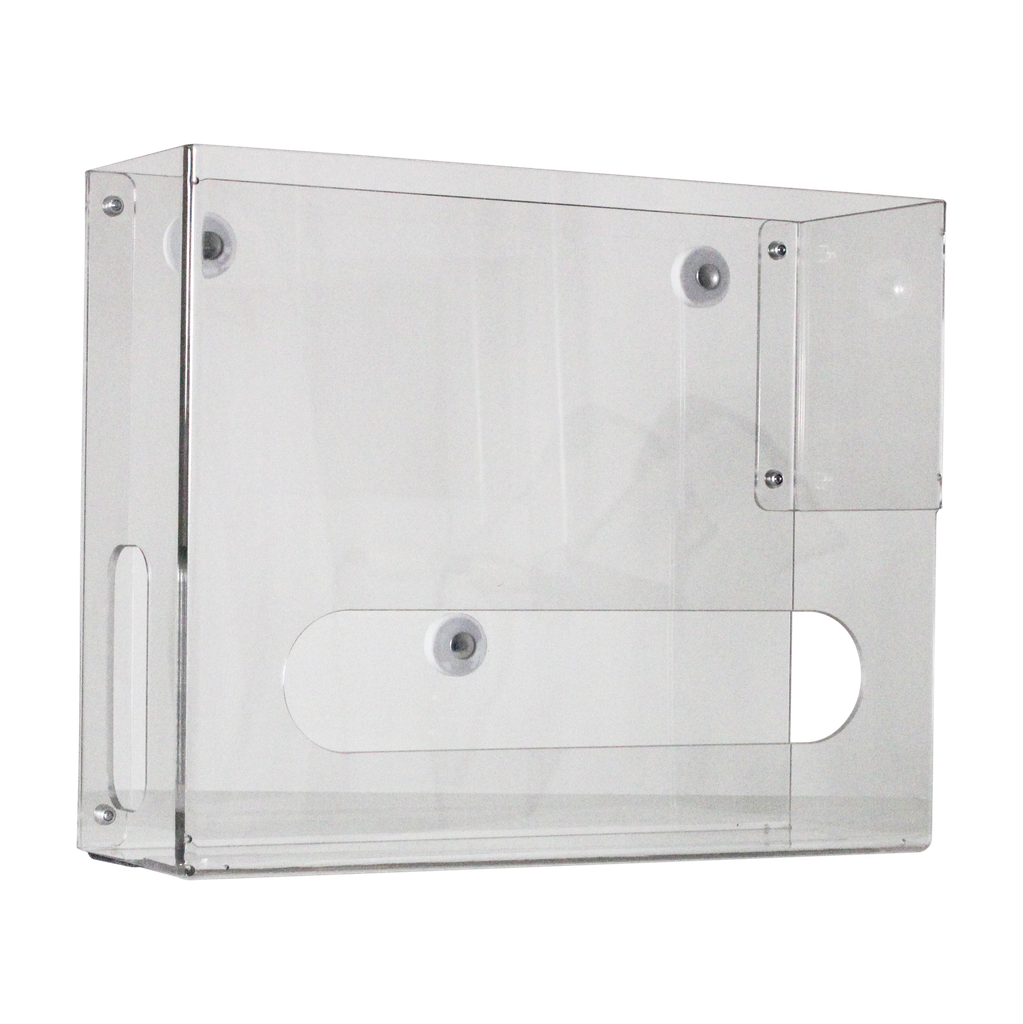 Vertical Two-Bin Large Clear Kimwipe Dispenser, Magnet Mount