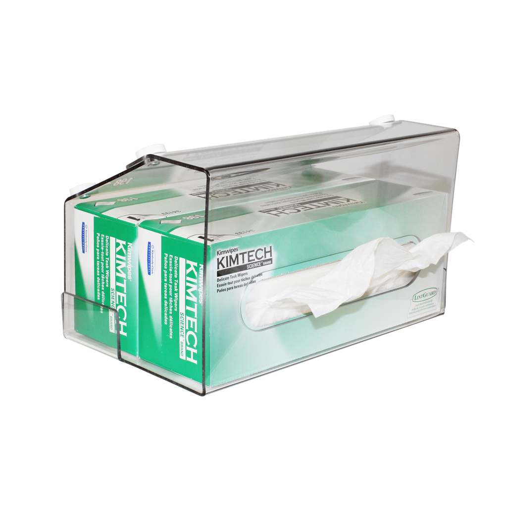 Undermount Two-Bin Large Clear Kimwipe Dispenser, Magnet Mount