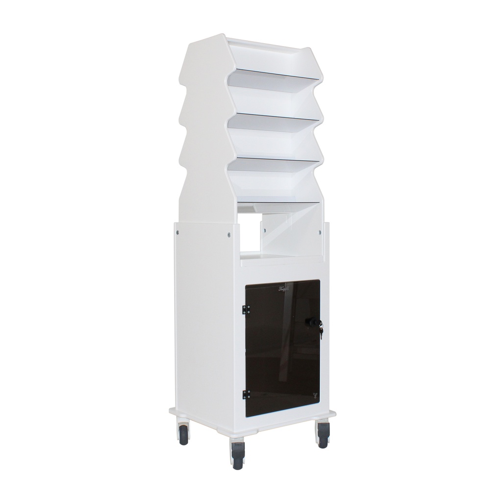 Tall Narrow Suture Medical Cart with Smoked Lockable Door