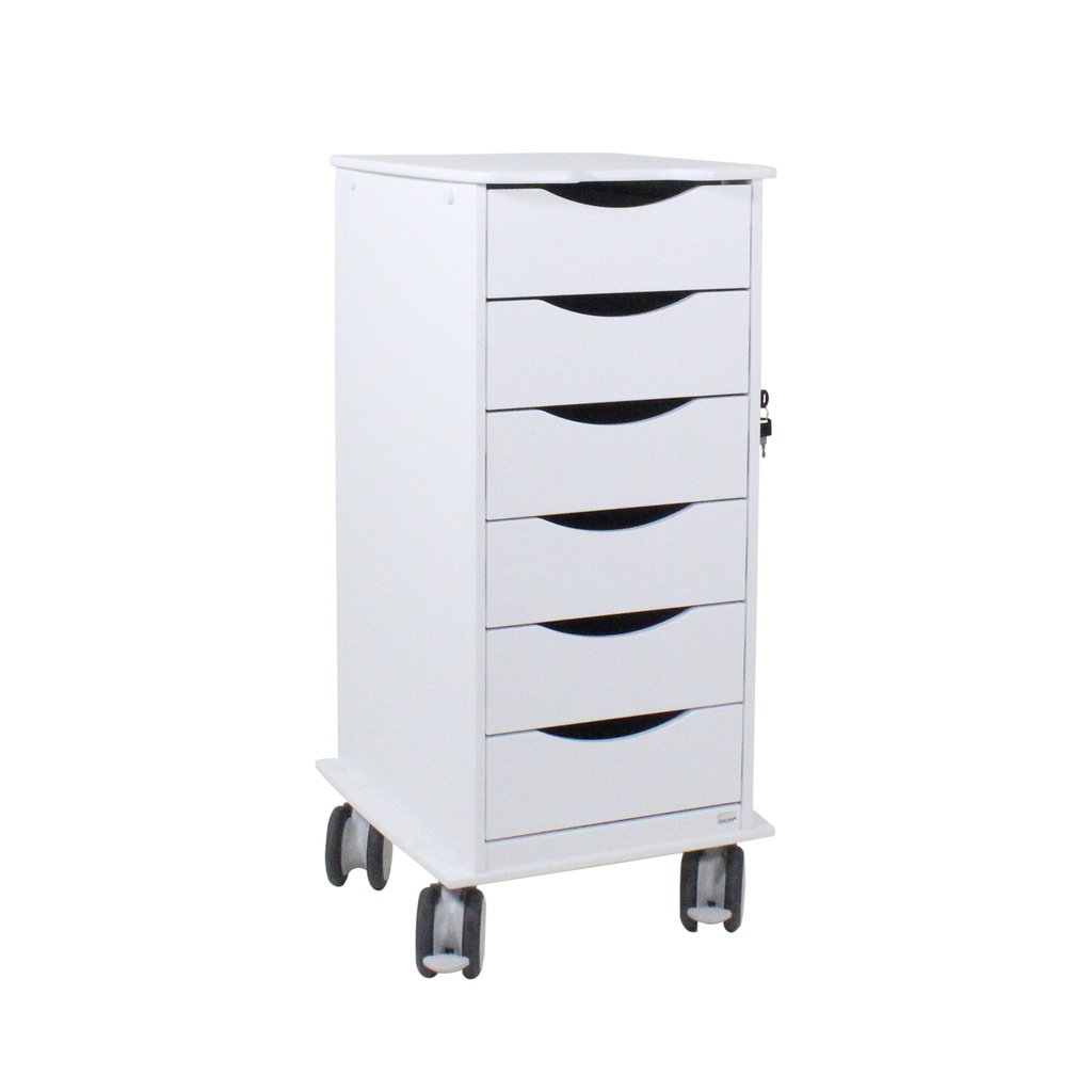Core SP 6 Drawer Cart with White Drawers
