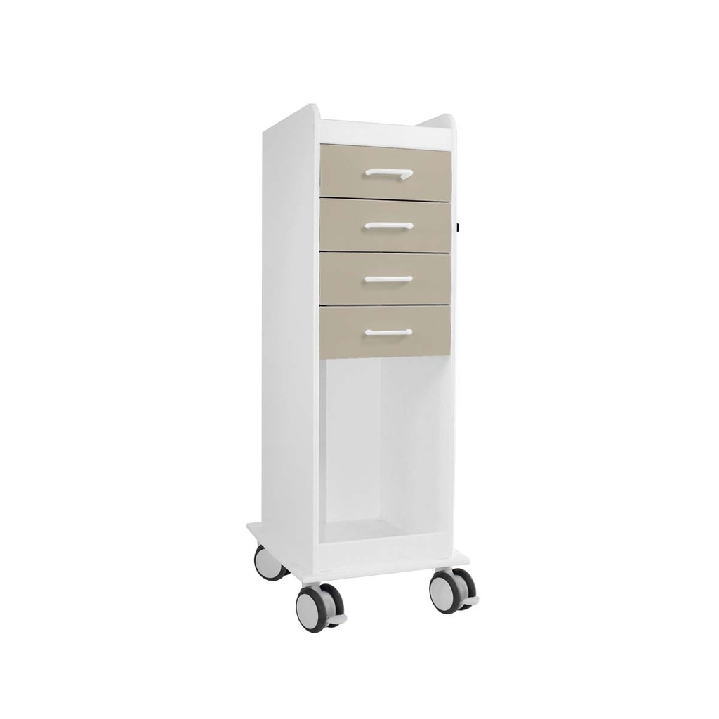 Tall Locking Cart 4D with Almond Beige Drawers | TrippNT