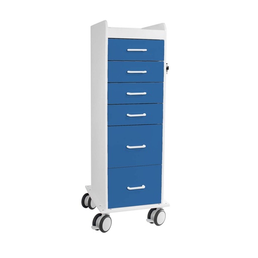 [51089] Tall Locking Cart 6D with Global Blue Drawers