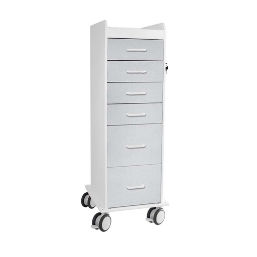 [51097] Tall Locking Cart 6D with Silver Metallic Drawers