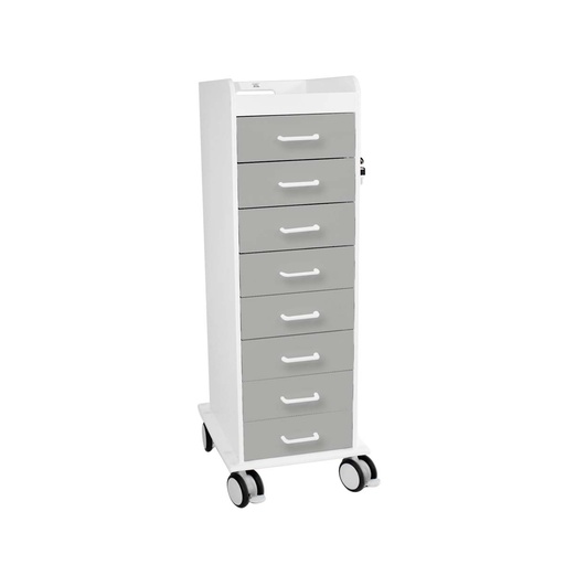 [53581] Tall Locking Cart 8D with Dolphin Gray Drawers