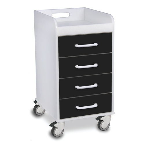 Compact 4 Drawer Locking Cart, Black | TrippNT