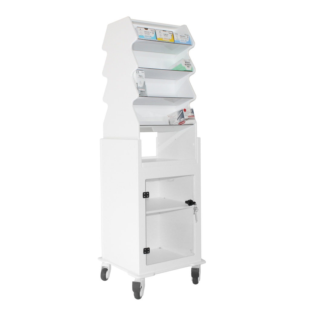 Tall Narrow Suture Medical Cart with Clear Lockable Door | TrippNT