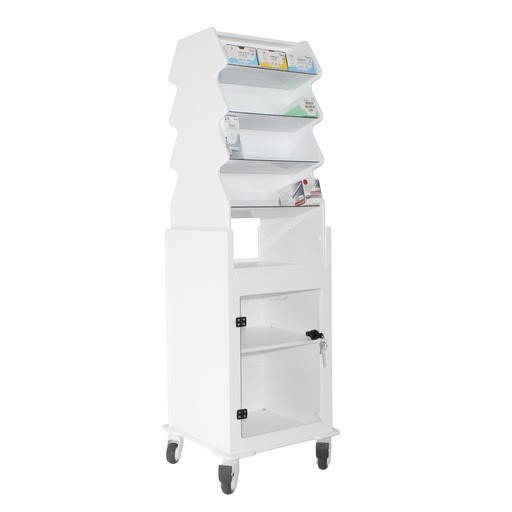 [53972] Tall Narrow Suture Medical Cart with Clear Lockable Door