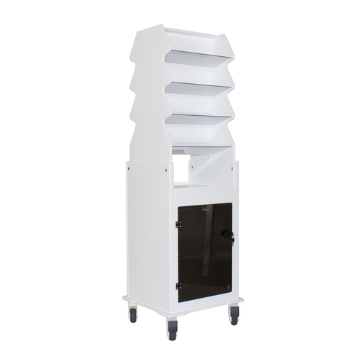 [54056] Tall Narrow Suture Medical Cart with Smoked Lockable Door